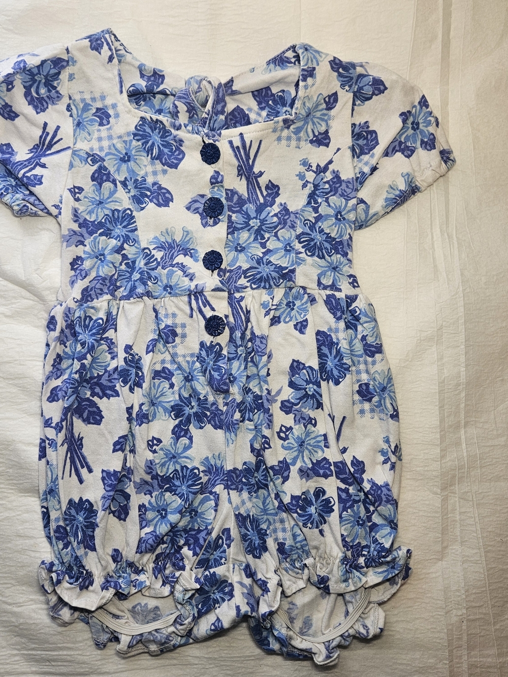 Kids On The Go Blue Floral Open Back Baby Romper